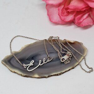 925 Sterling Silver Elle Name Necklace Nameplate Pendant Chain Gift Jewelry